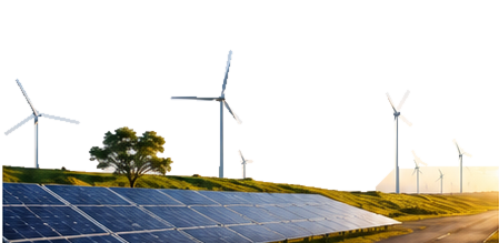 Solar panels and wind turbines